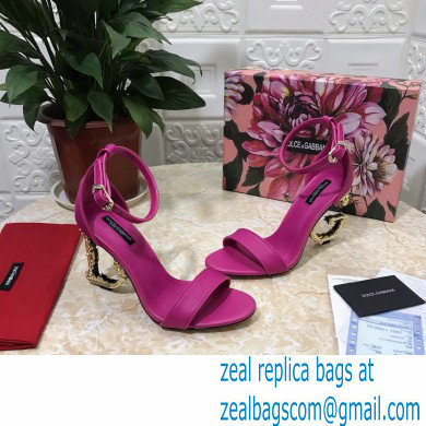 Dolce  &  Gabbana Heel 10.5cm Leather Sandals Fuchsia with Baroque D & G Heel 2021